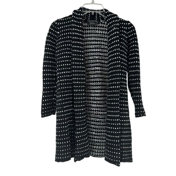 St John Nordstrom Cardigan Sweater Black Open Front Size P US 2 Wool Blend Knit - Picture 1 of 8
